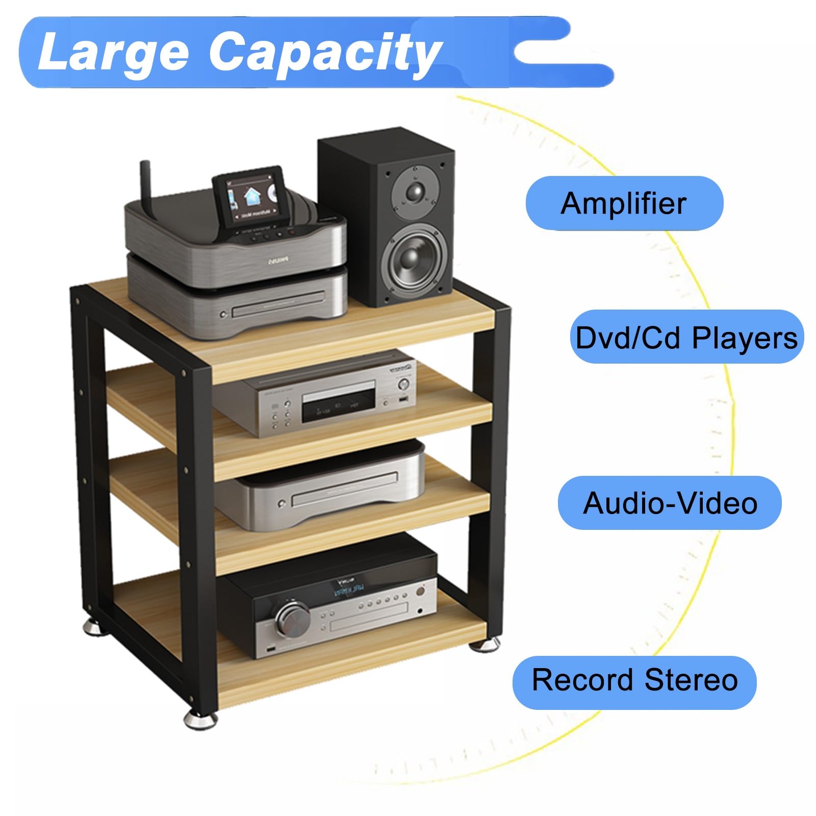 Mueble Equipo HiFi Estantería De Audio Y Vídeo De 2 3 4 Capas, Soporte para Tocadiscos, Amplificador Estéreo Torre, Soporte Vertical para Impresora.(Brown,2 Tier)