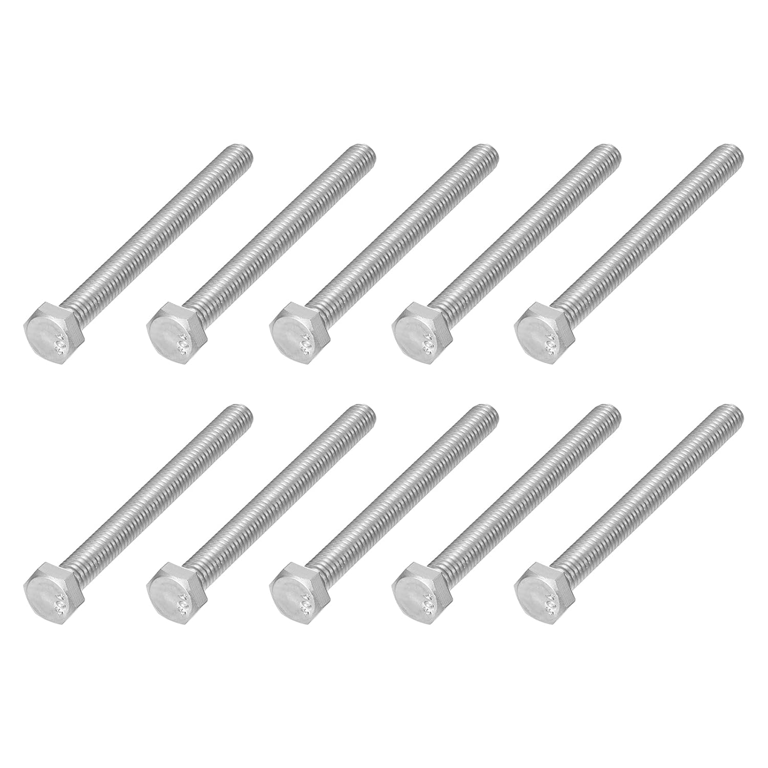 METALLIXITY Hex Head Bolts (3/8-16 x 6) 20Pcs, 304 Stainless Steel 18-8, Fully Threaded, External Hex Drive, Plain Finish, Hex Head Screw Bolt, Silver