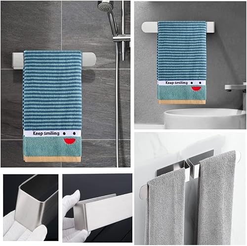 Miniatura 4 de szhdxsy - Toallero de mano SUS 304 de acero inoxidable cepillado, toallero autoadhesivo 3M para baño, color plateado