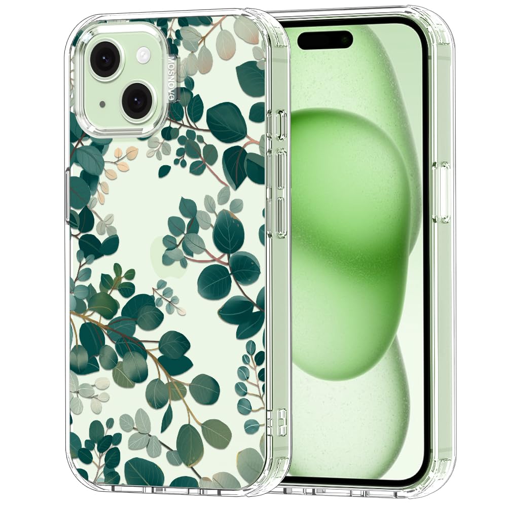 MOSNOVO Case for iPhone 15, [Buffertech 6.6ft Military-Grade Drop Protection] [Anti Peel Off Tech] Clear TPU Bumper Phone Case Cover Design -