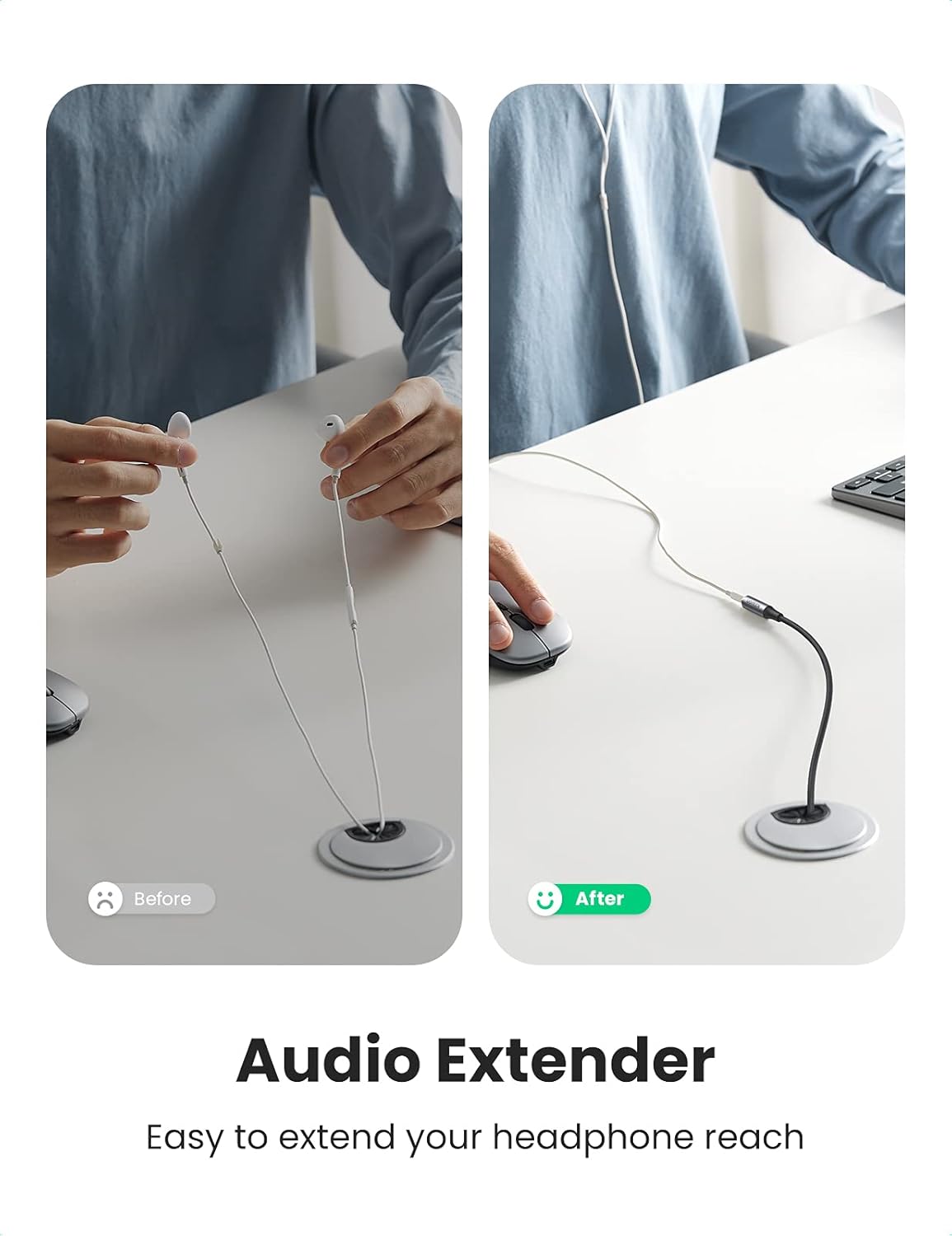 UGREEN Headphone Extension Cable Hi-Fi Stereo 3.5mm Extension Gold Plated Jack Extender Aux Cord Compatible with TV Car Phone Laptop MacBook PC iPad PS4 Speaker Headset Amplifier Soundbar, 6FT : Electronics