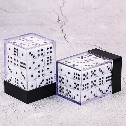 Miniatura 5 de Juego de 36 dados mini de 0.472 in, 6 caras, blanco sólido y negro sólido, dados de colores estándar de 6 caras para Tenzi, Bunco o enseñanza de