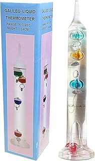 Galileo Glass Thermometer, Multicolor Floating Spheres Balls, Measures Temperatures from 16ºC to 28ºC, (9.5 Inches)