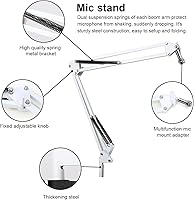 Vista 5 de YOUSHARES Razer Seiren X - Brazo de brazo con filtro pop, brazo de brazo blanco para micrófono Razer Seiren X, soporte de micrófono blanco (blanco)