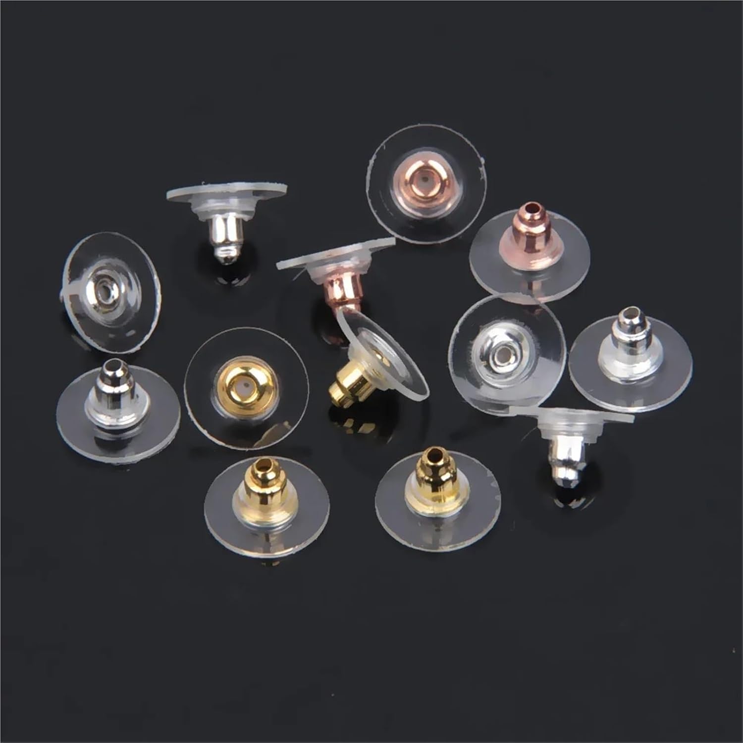 Earring Backs 1000 pcs Ear Backs Stopper Metal Rubber Earring Back Plugs Findings for Studs(EB-009 Black)