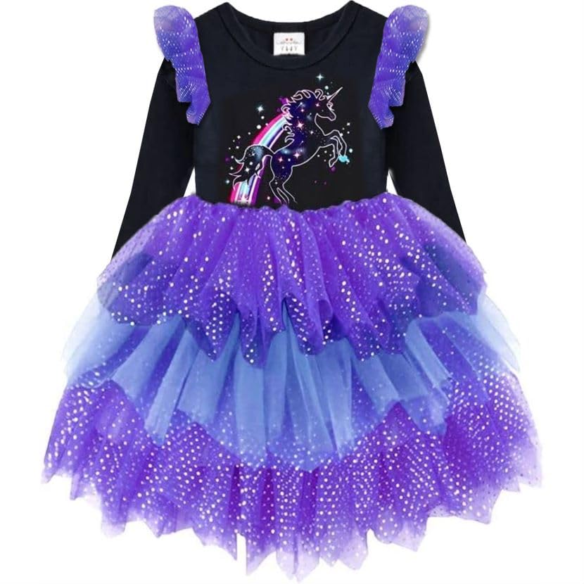 Snapklik.com : VIKITA Girls Dresses Winter Girl Clothes Long Sleeve Black  Purple Tutu Dress For Little Kids 10-12 Years LH4859