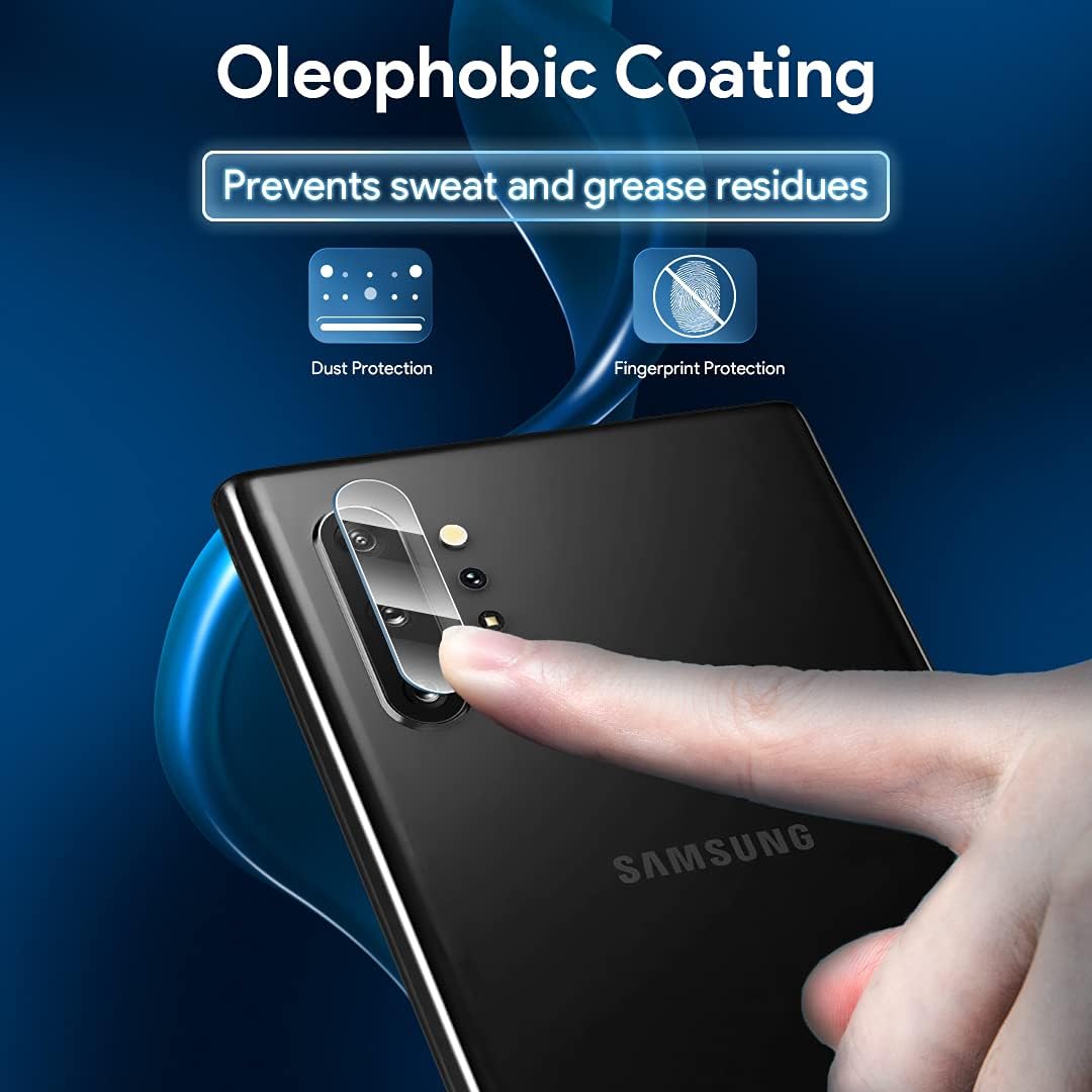 [2 + 2 Pack] LϟK Compatible with Samsung Galaxy Note 10 Plus, 2 Pack Flexible TPU Film Privacy Screen Protector + 2 Pack Camera Lens Protector Bubble Free, Locate Tool Precise Alignment