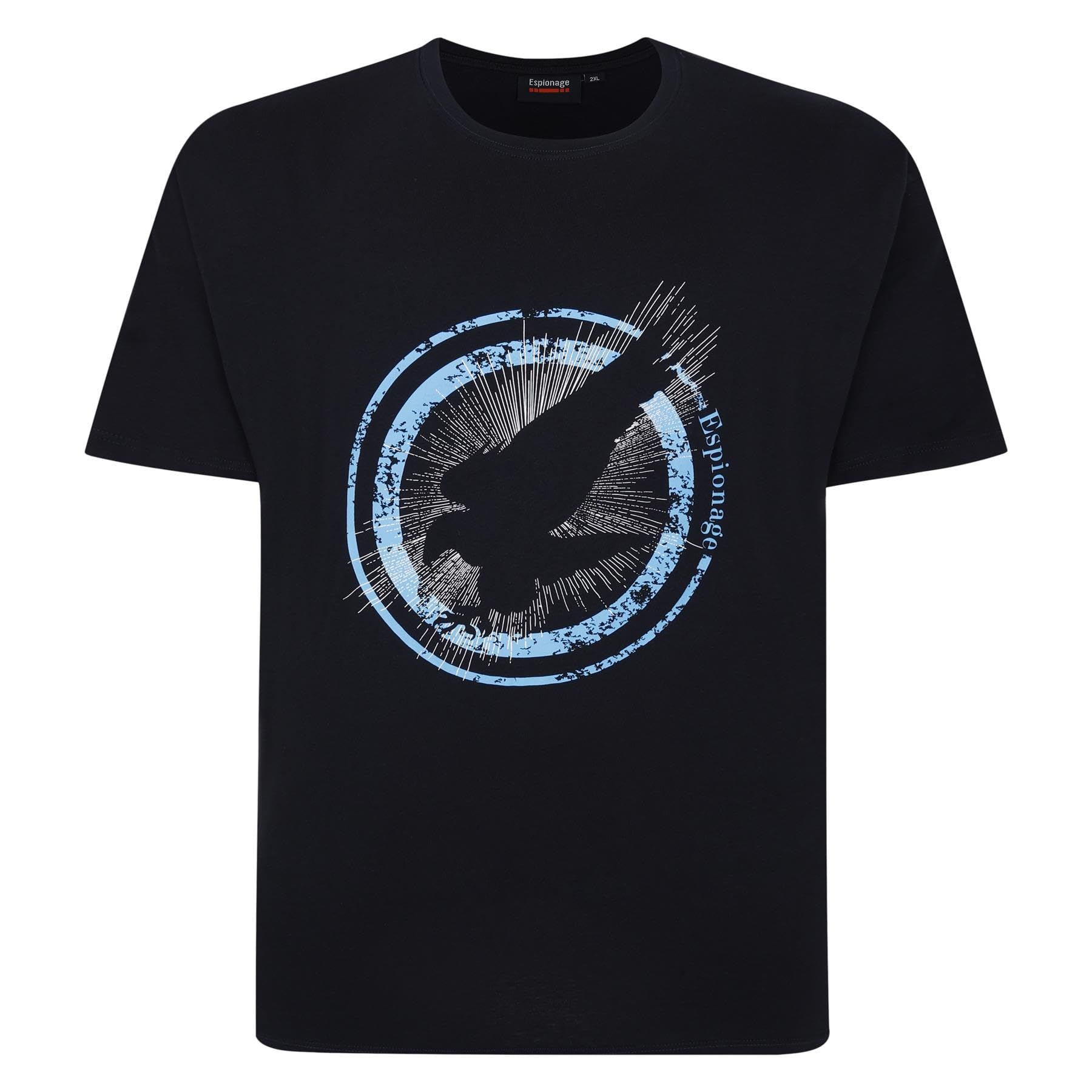 Espionage Short Sleeve T-Shirt for Men with Vintage Eagle Print in Navy, 3XL