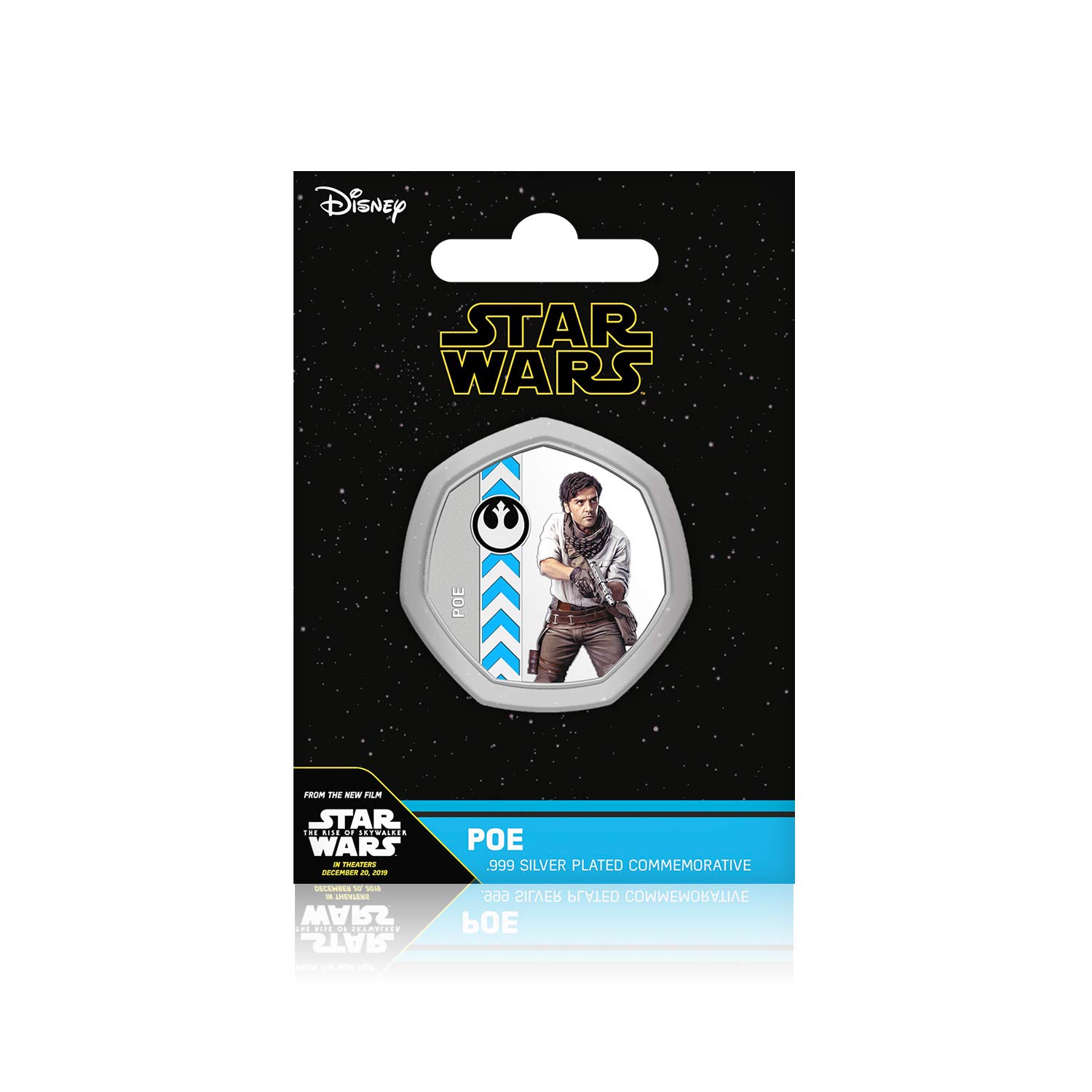 Star Wars Gifts Rise of Skywalker Official Collectable 50p Shaped Coin Poe