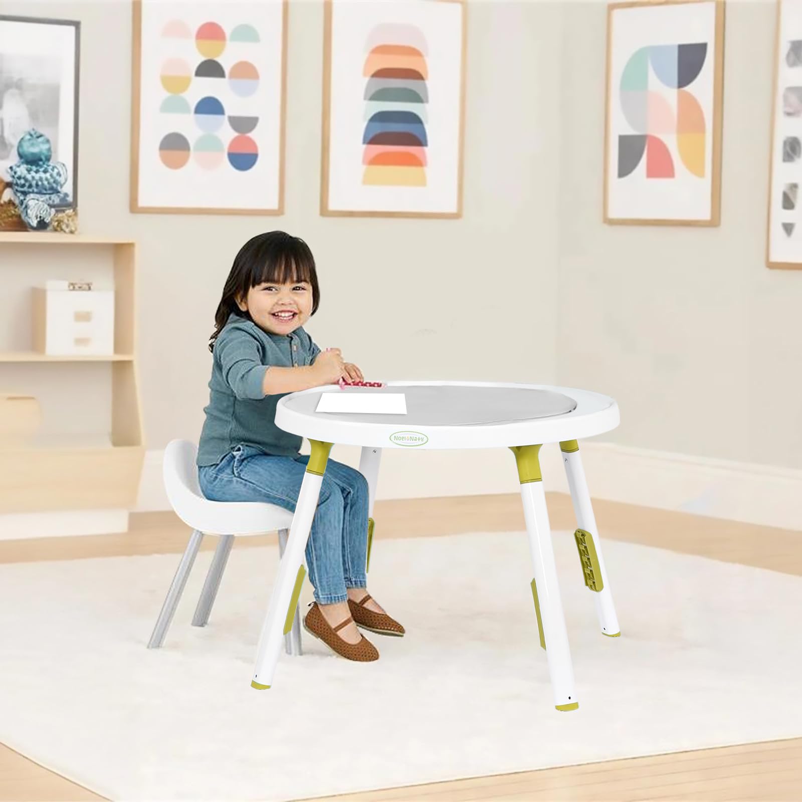 UBRAVOO Baby-Aktivitätszentrum, 3-in-1 Baby Lauflernhilfe mit abnehmbaren Spielzeugen und 360° Drehbarem Sitz – ideal für die Entwicklung und Unterhaltung von Kleinkindern (Green)