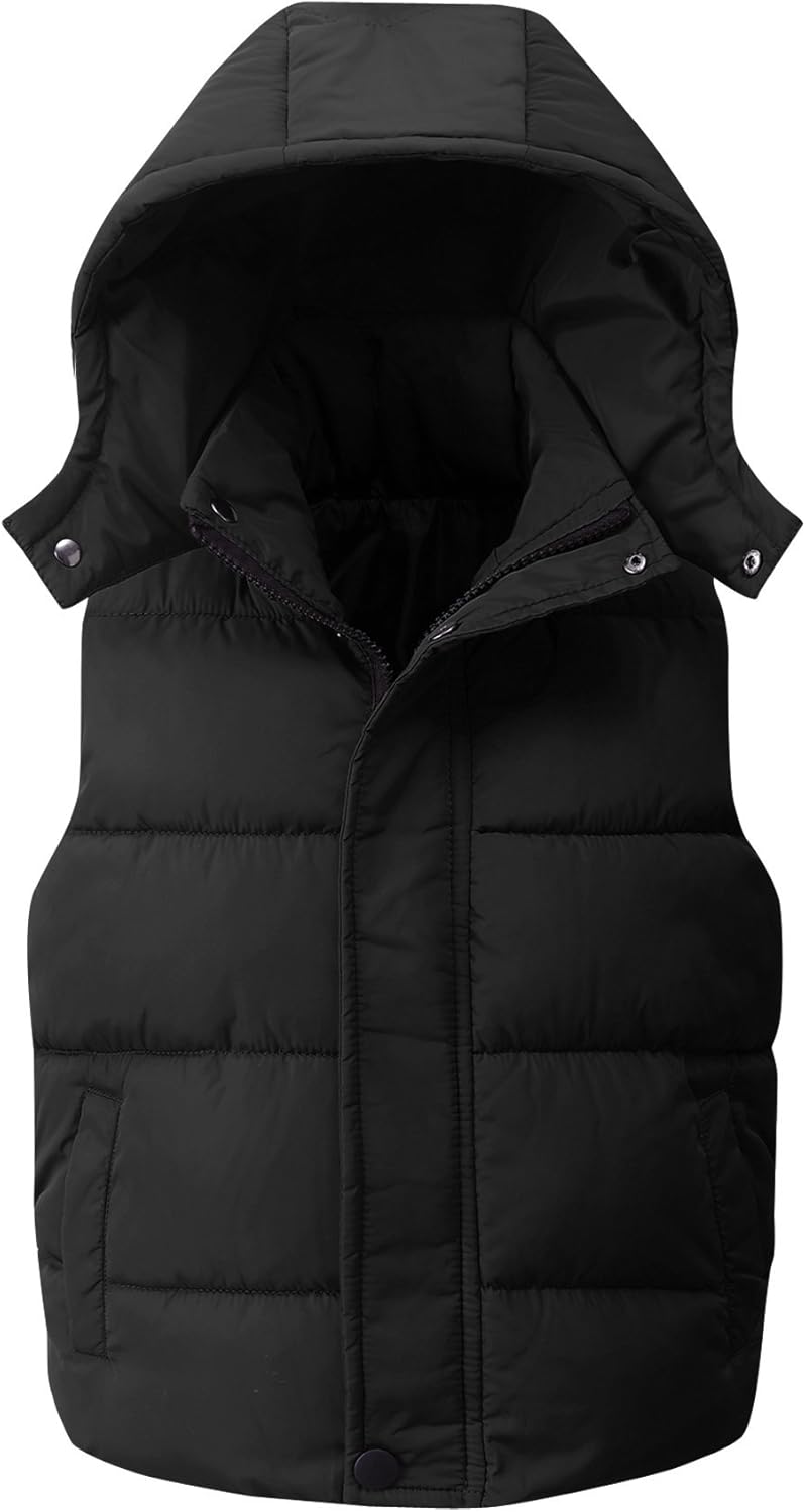 Happy Cherry Kids Padded Vest Winter Puffy Detachable Hooded Zipper Up Sleeveless Jacket 5-12T Happy Cherry Kids Padded Vest Winter Puffy Detachable Hooded Zipper Up Sleeveless Jacket 5-12T