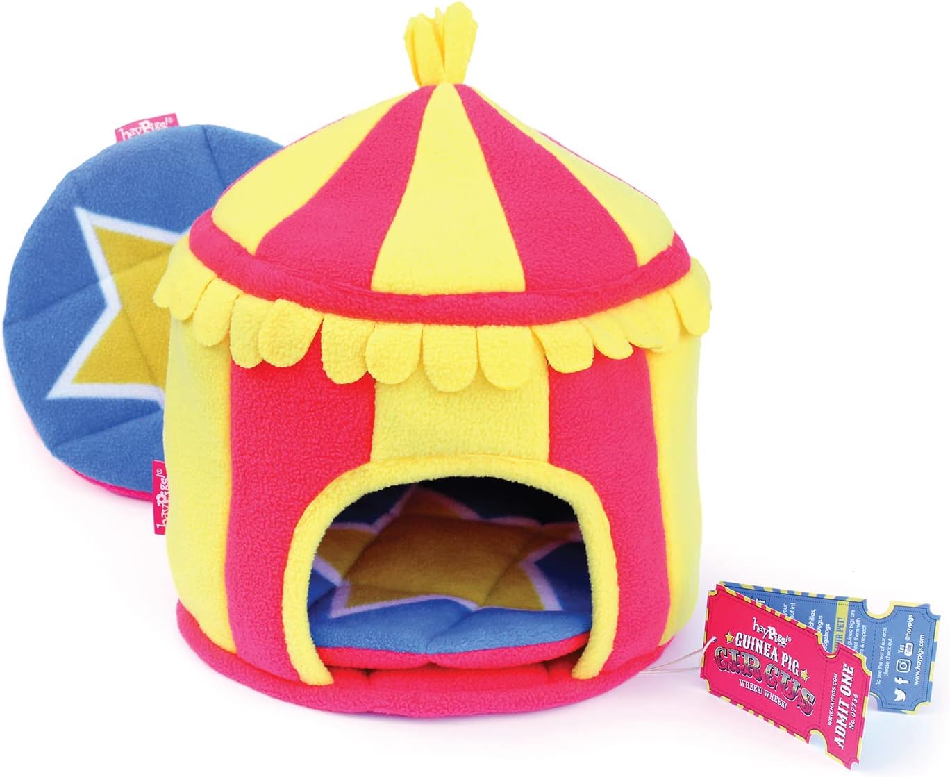 HAYPIGS Circus Themed Fleece Hidey Hut Guinea Pig House - Guinea Pig Bed - Guinea Pig Hide - Also suitable for Degus, Chinchillas, Rats, and Pygmy Hedgehogs