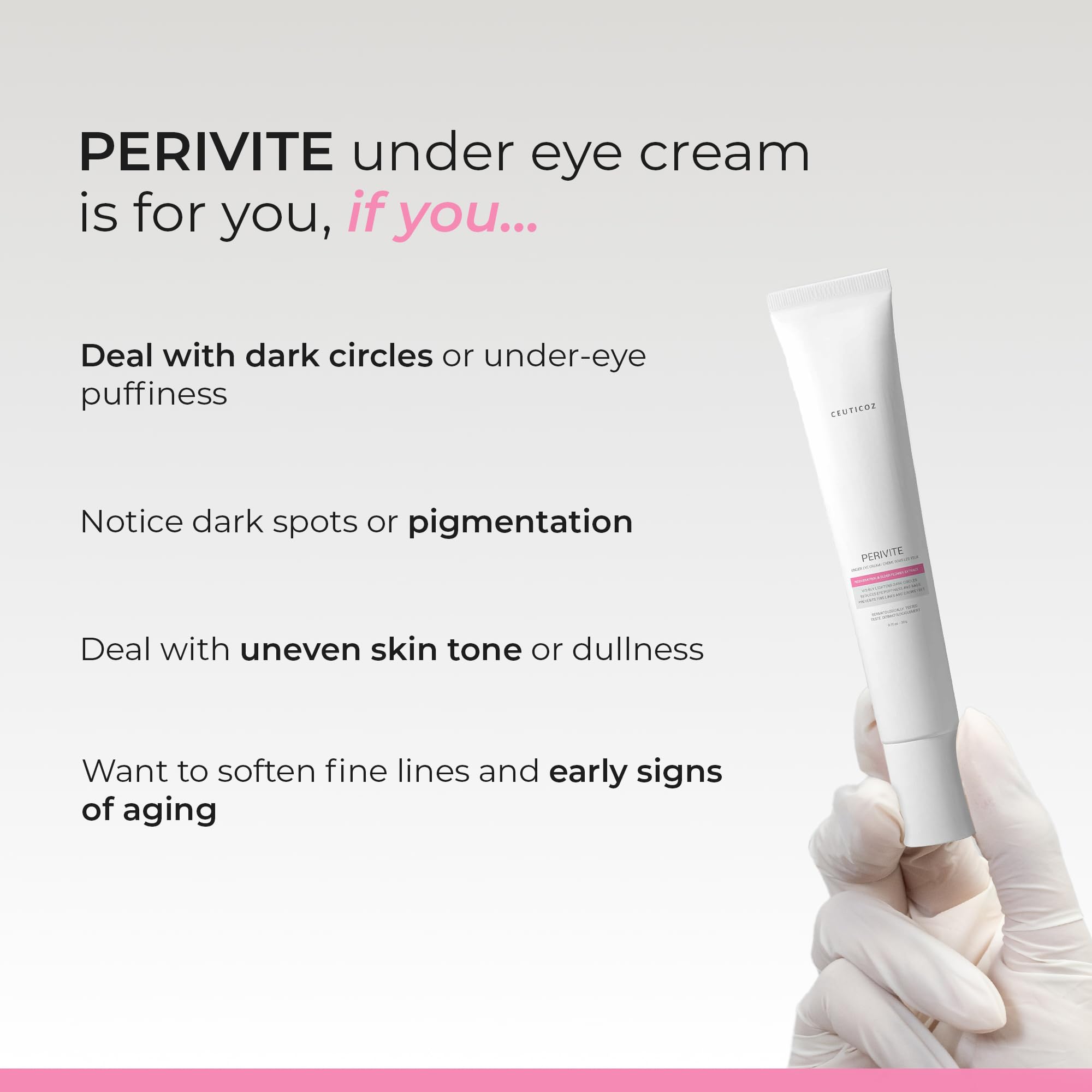 Ceuticoz Perivite Under Eye Cream | For Dark Circles & Puffiness | Reduces wrinkles & brightens eye area | Black Elderberry Flower Extract & Resveratrol | All Skin Types (7g) — Amazon image 4