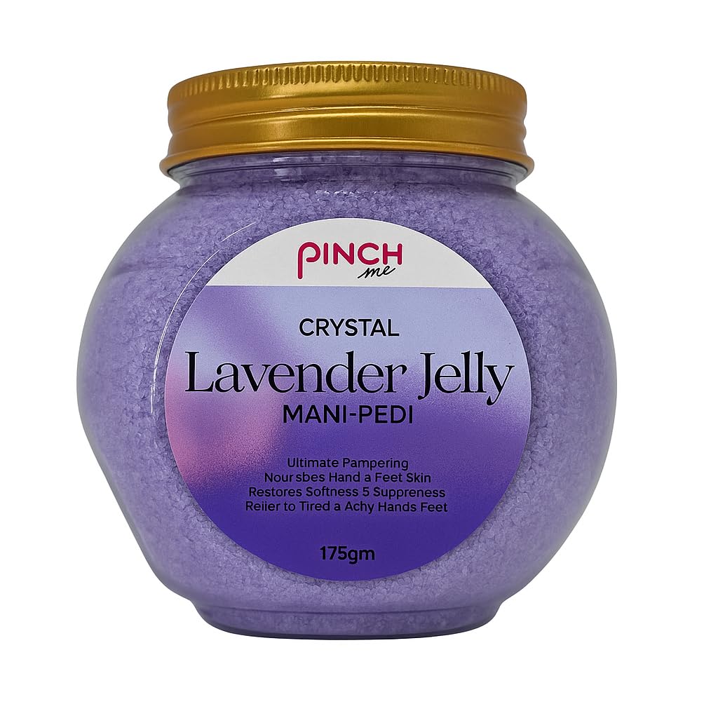 Pinch Me Crystal Jelly Pedicure & Manicure Dead Sea Salt Soak For Relaxation & Refreshing Skin (Mani-Pedi), 200gm (Pack of 1) | REPAIRS CRACKED HEELS AND SOFTENS CUTICLES |Crystal Lavender Jelly