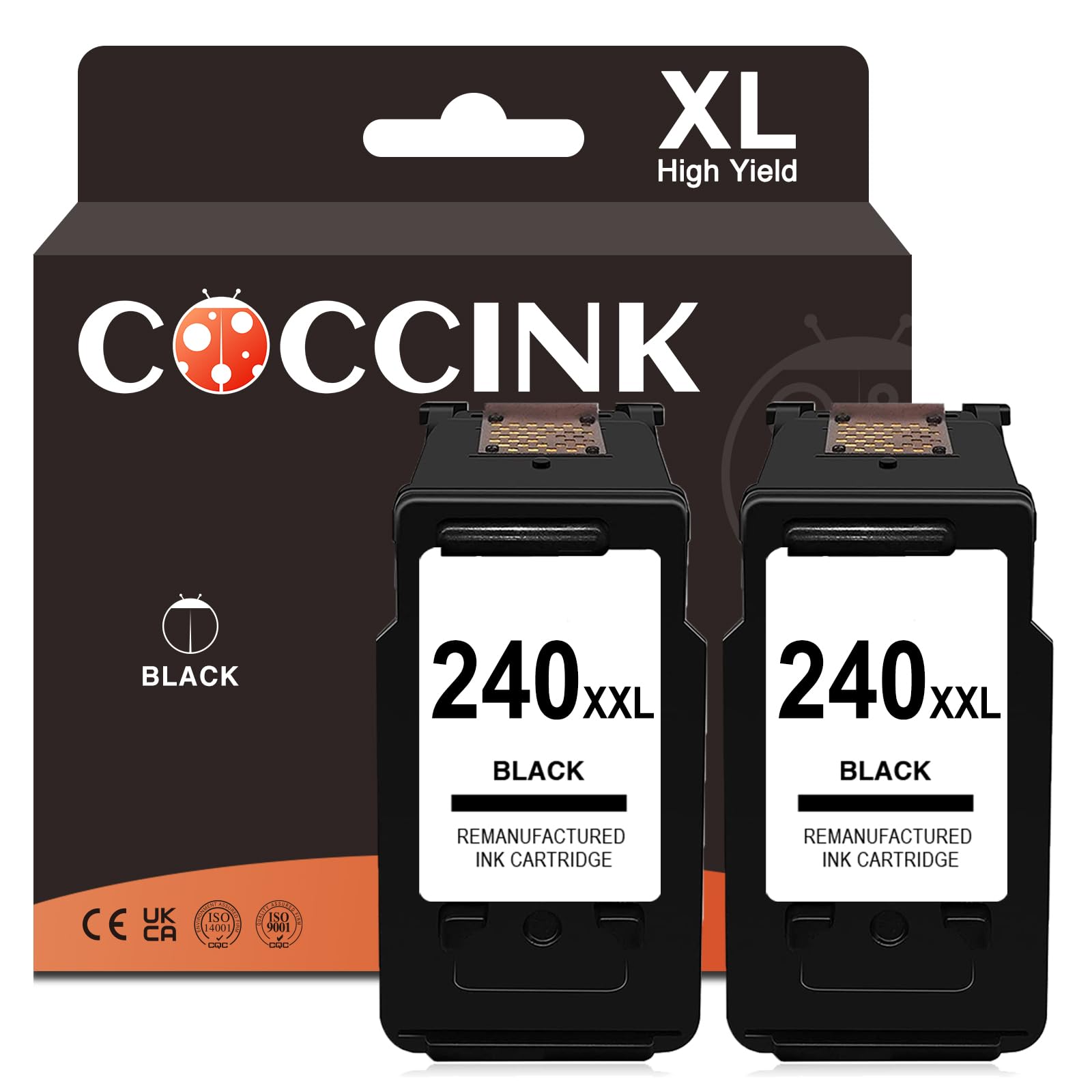 COCCINK 240XL Black Ink Cartridge for Canon Pixma MG3600 MG3620 MG2120 MG3520 TS5120 MX452 MX512 MX532 MX472 MG3120 Printer Remanufactured for Canon