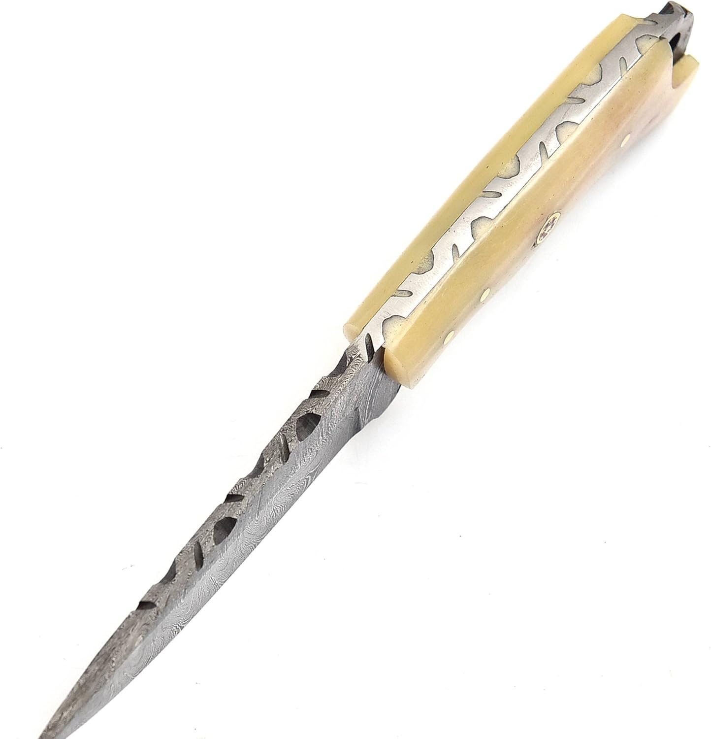 AA KNIVES 7” Handmade Damascus Hunting knife with Leather Sheath – EDC Fixed Blade Pocket Knife - Ideal for Camping, Skinning and Outdoor