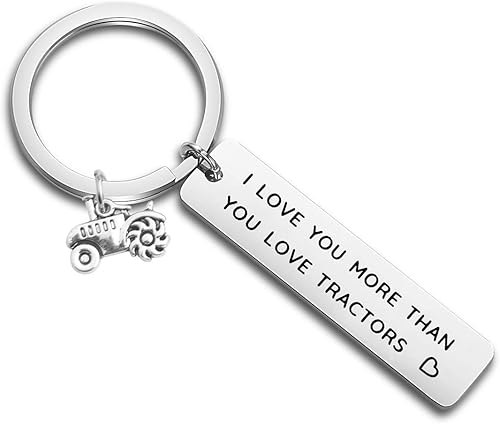 MYOSPARK Llavero de tractor con texto en inglés "I Love You More Than You Love" Tractores Farmer Gift Jewelry For Him