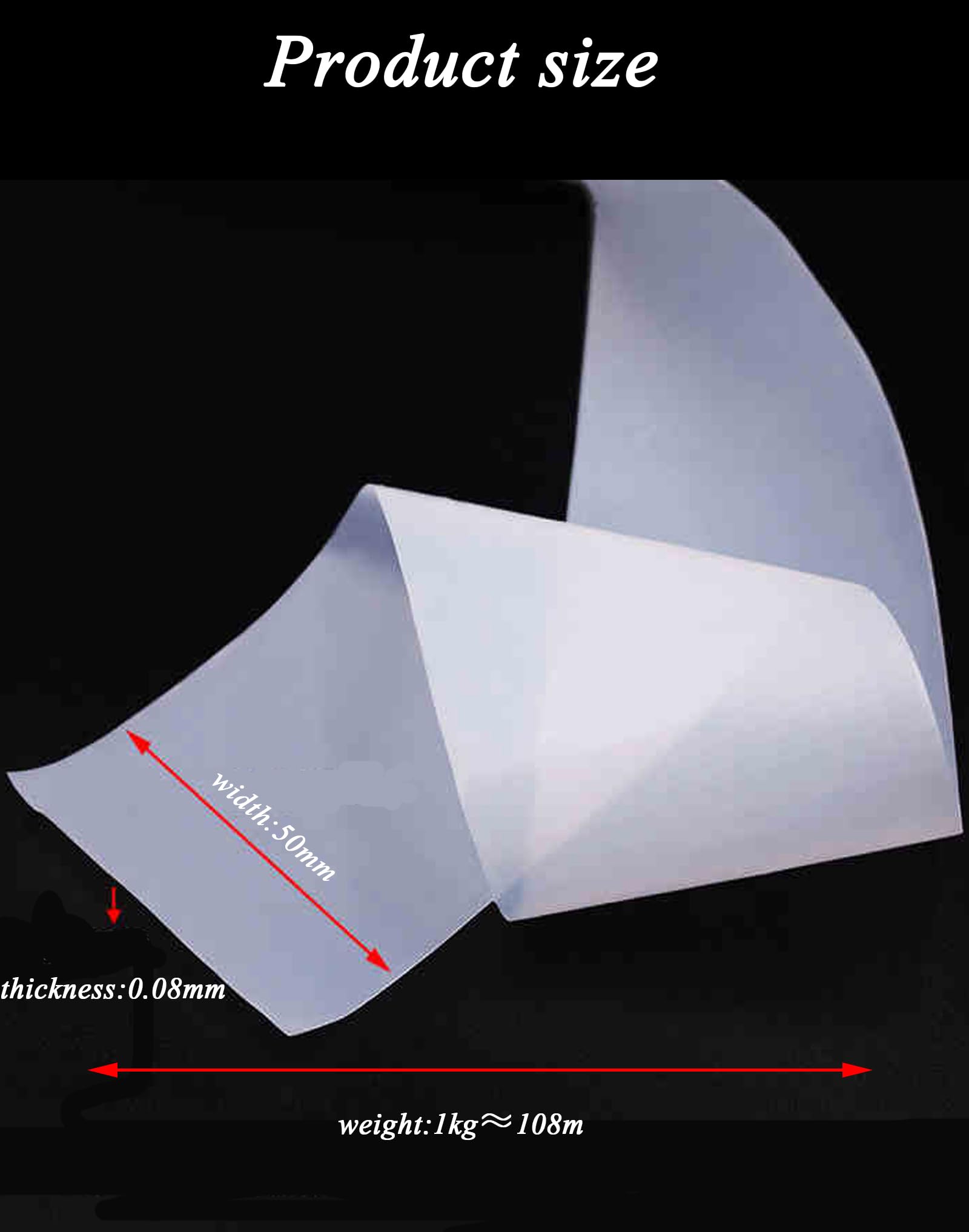 Cinta de teflón (1 kg, 0,08 mm espesor), aislante PTFE diferentes anchos, ideal for sellado industrial y aislamiento eléctrico (100 mm)(50mm)