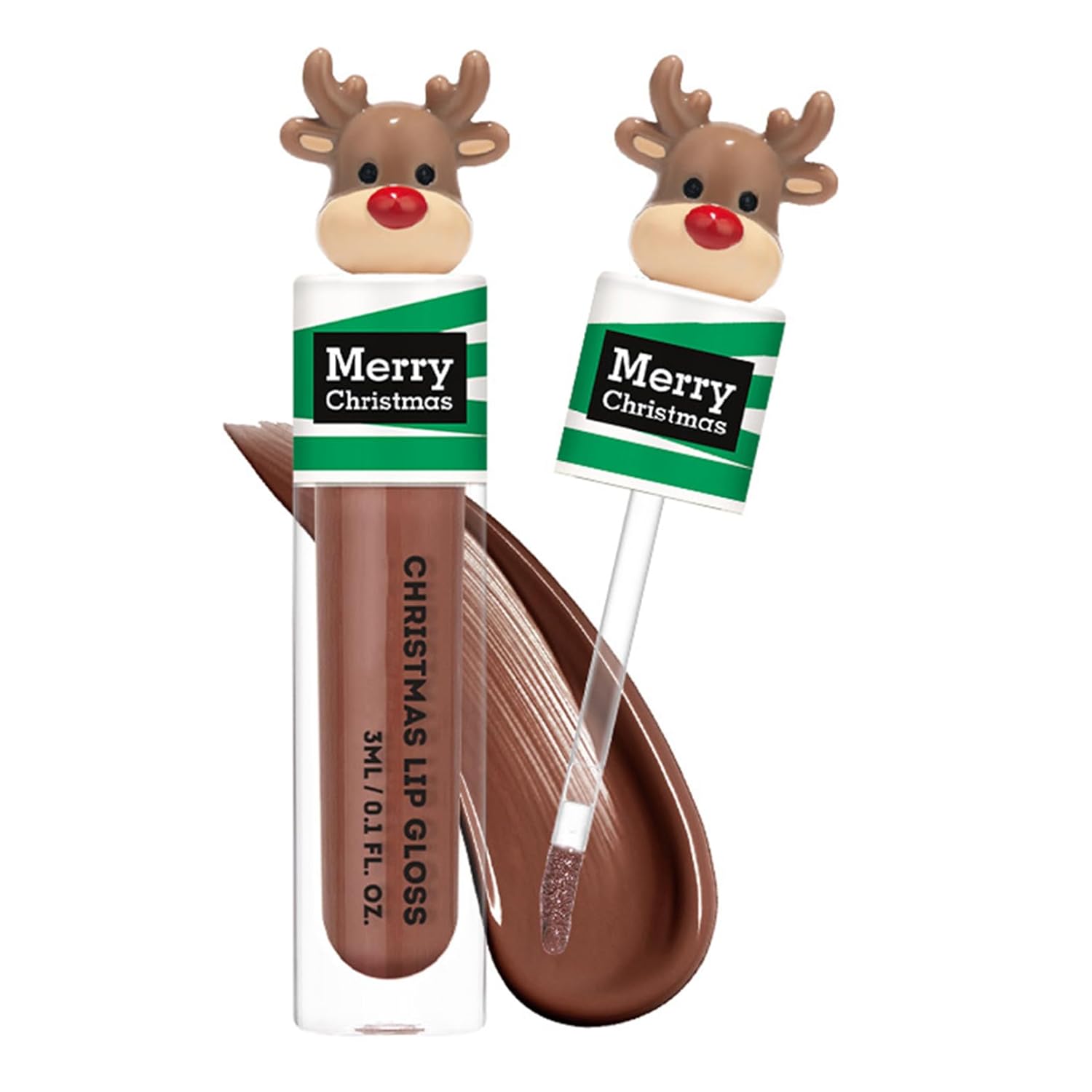 TiaoBug Festive Liquid Lip Gloss for Christmas Holiday Glamour Party Makeup Essentials Shiny Lip Gloss Collection Elk One