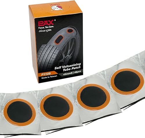 Miniatura 8 de PAX 48 parches redondos de tubo interior de 1.969 in (2 pulgadas), kit de reparación de pinchazos de goma resistente para automóvil, camión,