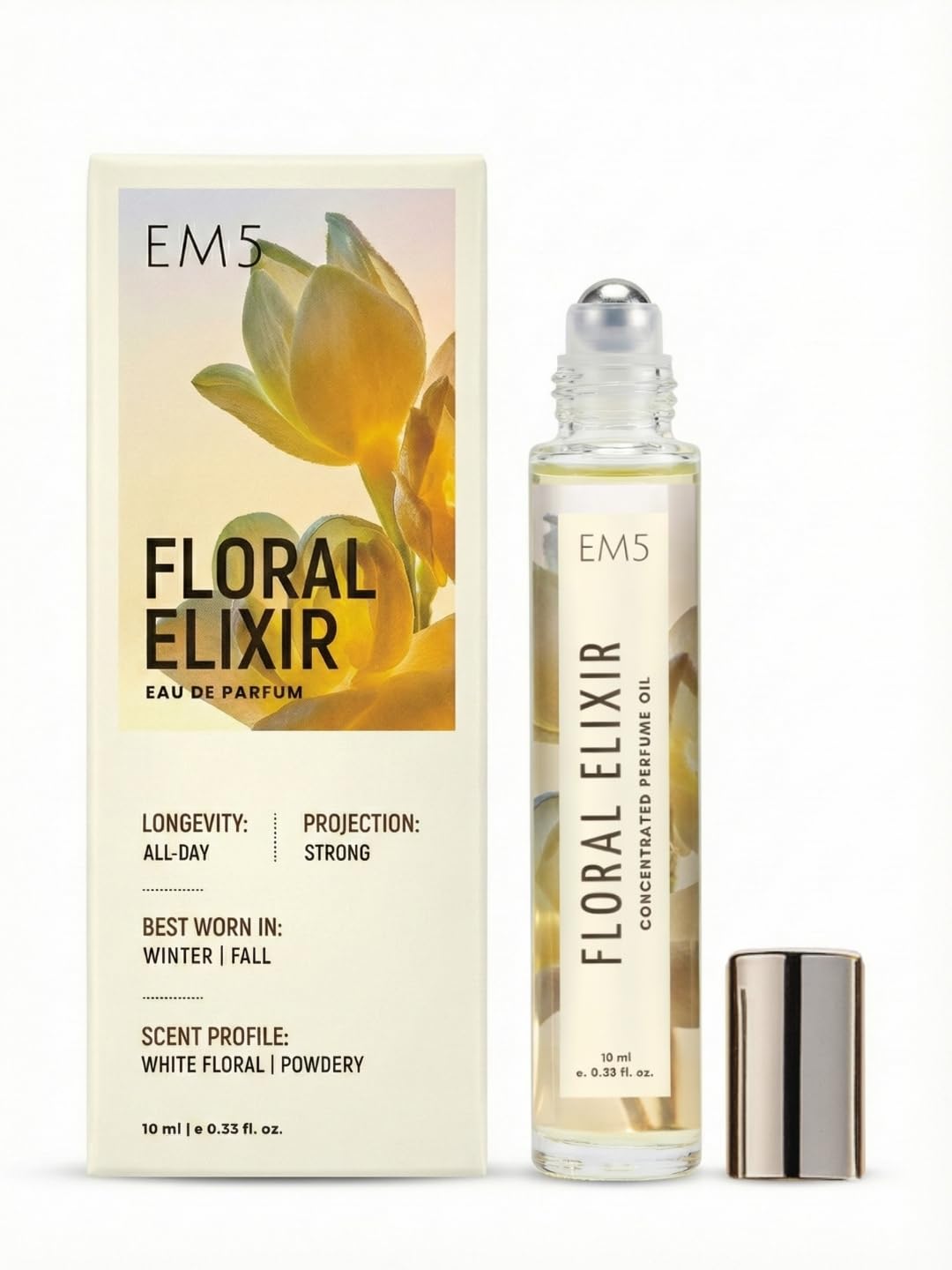 EM5 Floral Elixir Perfume Roll-on for Women | White Floral, Powdery Fragrance | Long Lasting Scent & Travel Frinedly Pack | Premium Gift for Her | 10ml Roll on-image-35