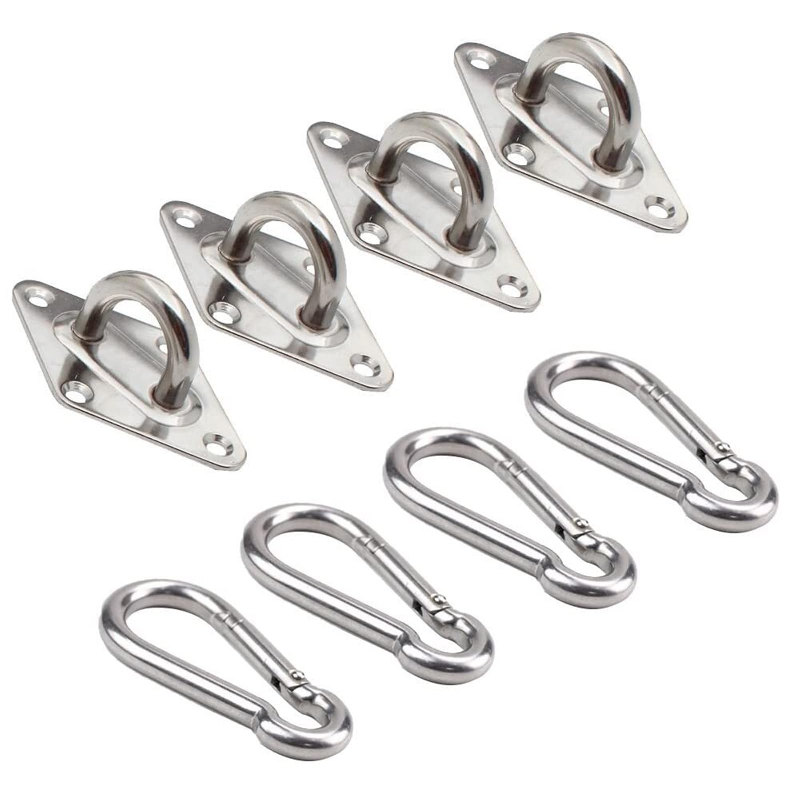 Luvafey One Color Eye Plate 4Pcs Stainless Steel Pad Eye Plates Carabiner Clips Wall Mount U Shape Hooks Marine Hardware For Wall Ceiling Boat Hardware Hanging