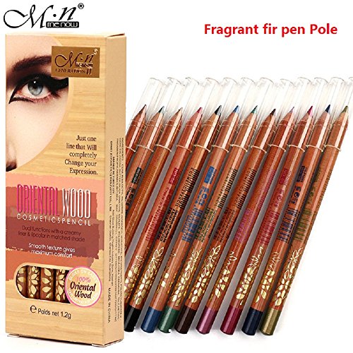 MENOW 12 Color Eyeliner Woods Lasting Dazzling Color Makeup Pen Eye Liner (12 Color Woods makeup eyeliner)