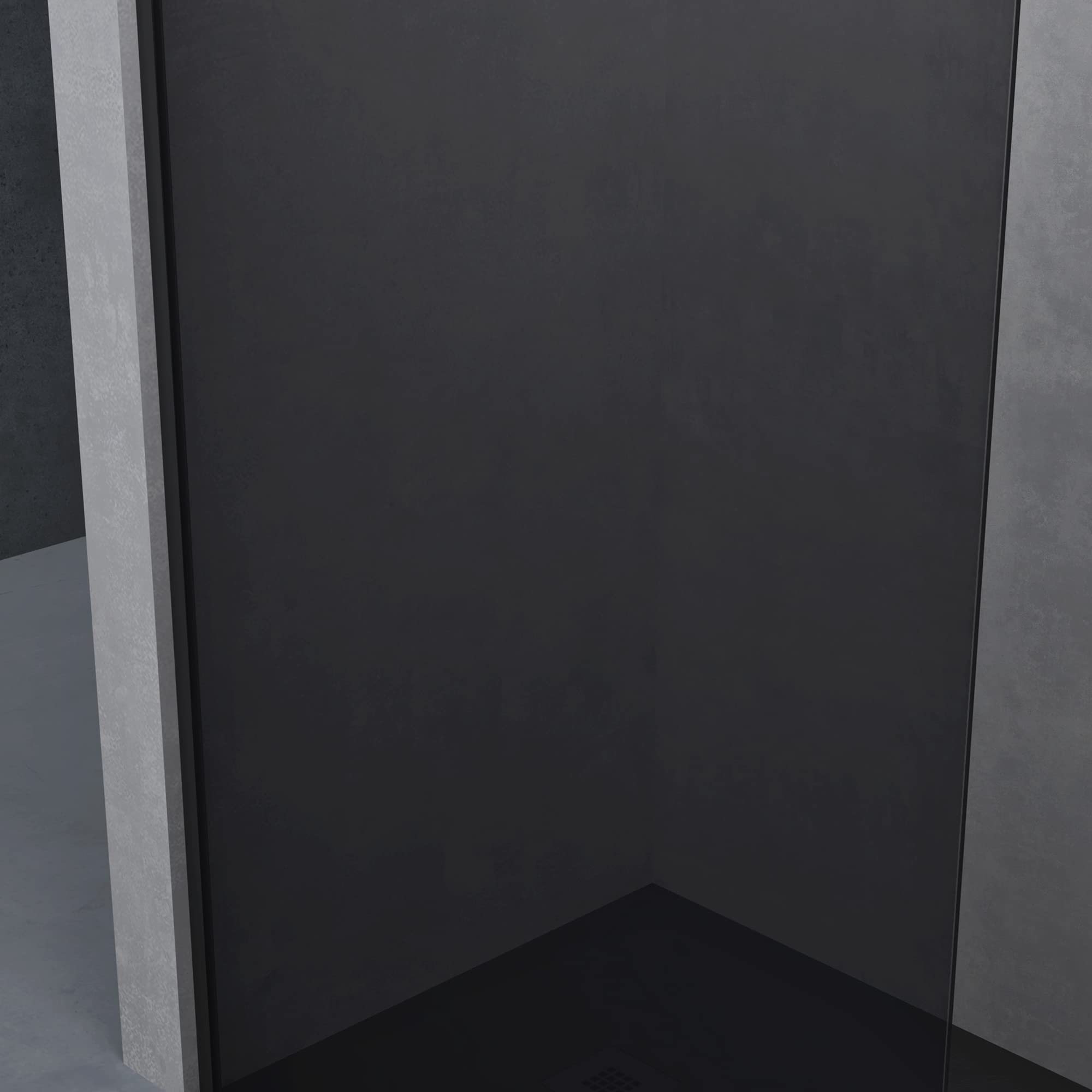doporro Walk-In Dusche Duschwand 100x200cm Duschabtrennung 10mm ESG-Glas | vollgrau Duschwand mit Nanobeschichtung | rundem Stabilisator aus Edelstahl | Aluminiumrahmen in Schwarz | Bremen02VG