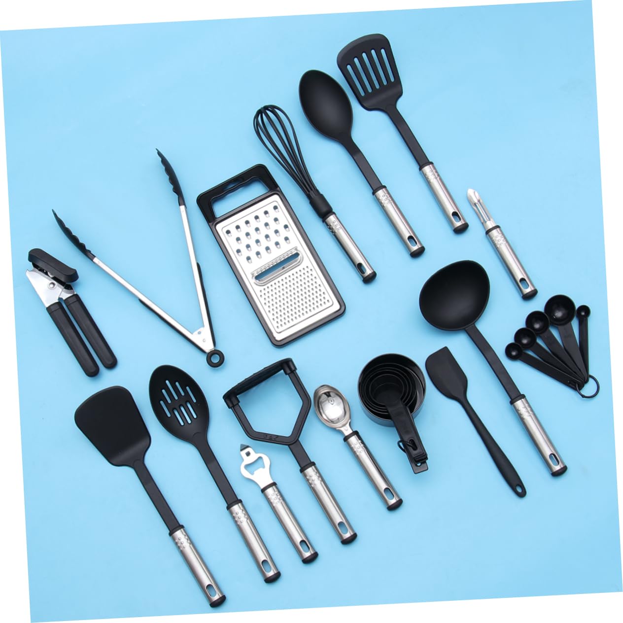 ABOOFAN 24 Pièces matériel de cuisine outils ustensiles antiadhésifs ustensiles de cuisine en acier inoxydable Positionner appareil