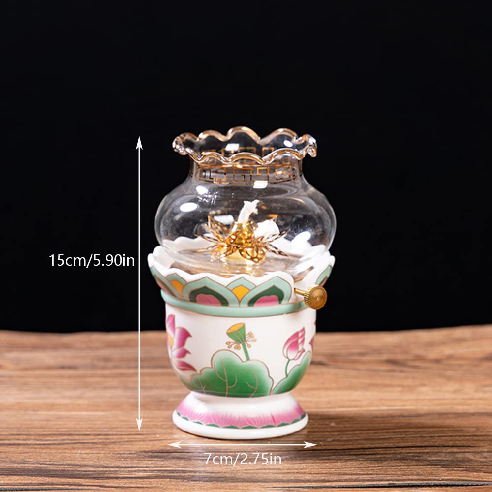Lampe à pétrole, Longue Lampe à Huile Coupe-Vent, Lampe à pétrole rétro exquise, éclairage Style Ancien, Petite Lampe à Huile Gratuite Avant Bouddha, Lampe à Huile pour Chambre à Coucher, Bureau d'