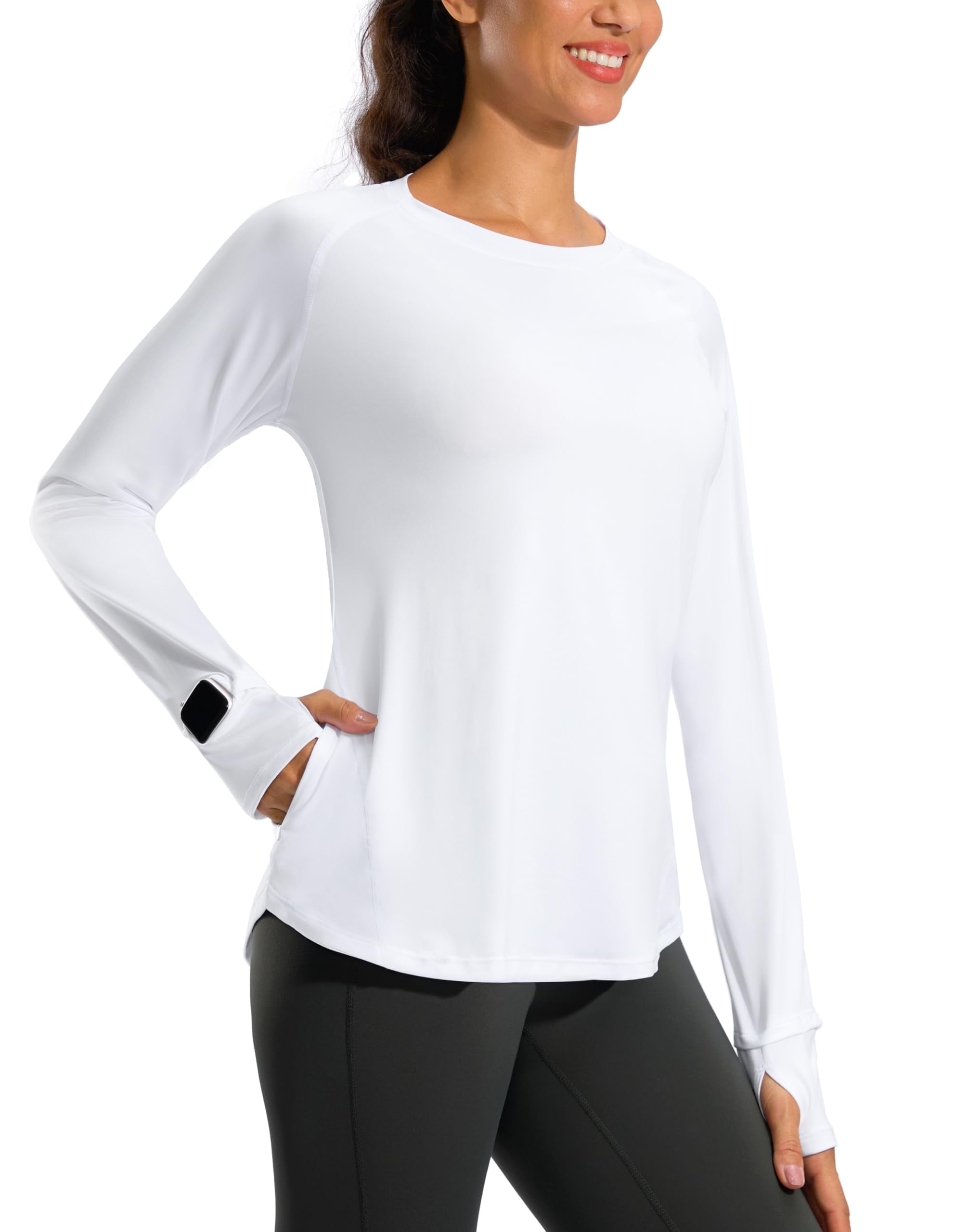 G Gradual Long Sleeve Workout Tops for Women Quick Dry Lightweight Running Athletic Shirts with Zip Pocket Moisture Wicking