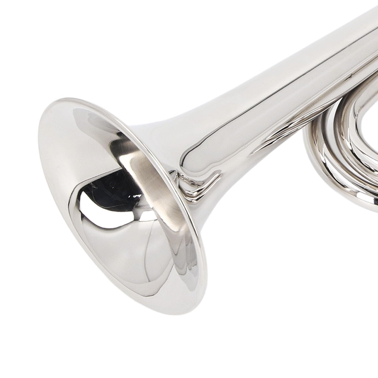 Tromba Militare, Chiave C con Bocchino da 11 Cm di Diametro, Altezza 34 Cm, Tromba in Ottone Argentato per Banda Musicale Dell'orchestra