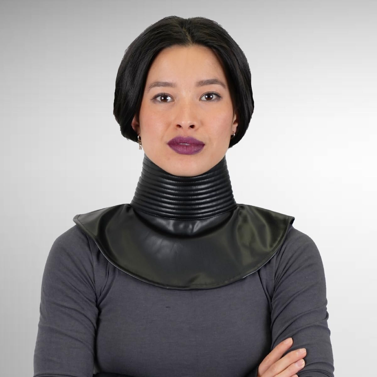 Guarnizione collo costume cosplay armatura casco accessorio a coste nero ghetta