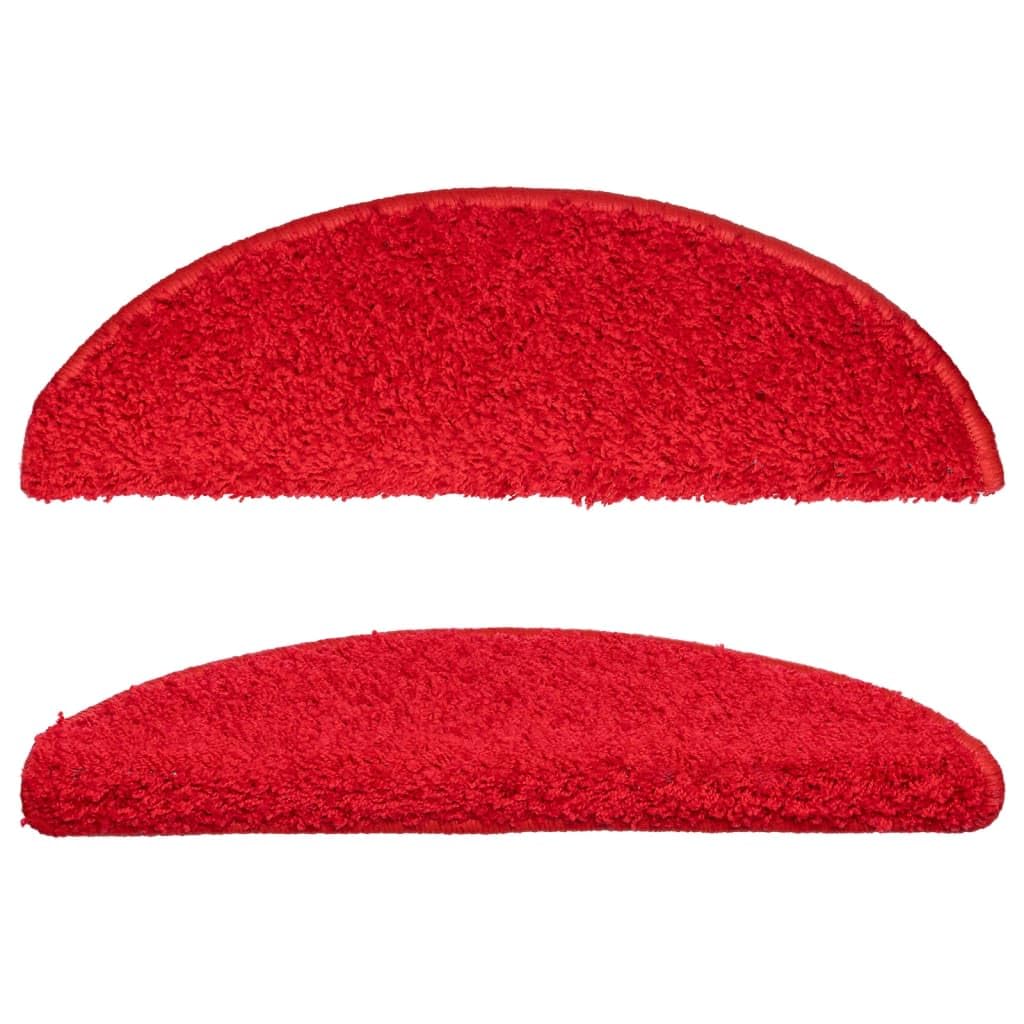 Lot de 10 tapis d'escalier - Rouge semi-circulaire - 56 x 17 x 3 cm - Antidérapant - Autocollant - Lavable - Avec protection contre les marches et les rayures - Pour escaliers en bois, pierre