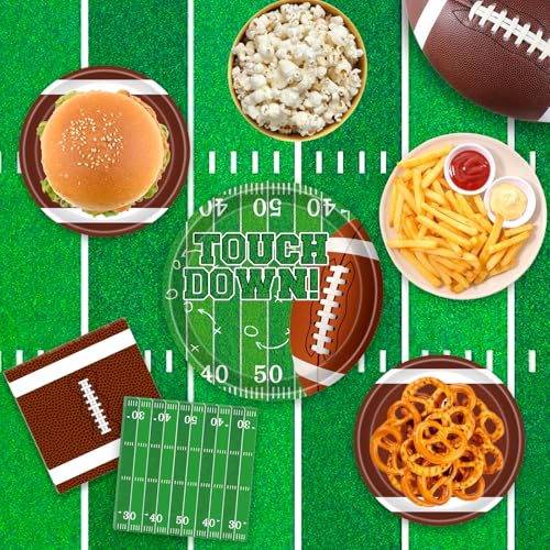Football Party Decorations Football Party Supplies Kit Serve 24 Plates Napkins Cups Banner Tablecloth for Foot Ball Themed Birthday Gameday Decorations - Image 6
