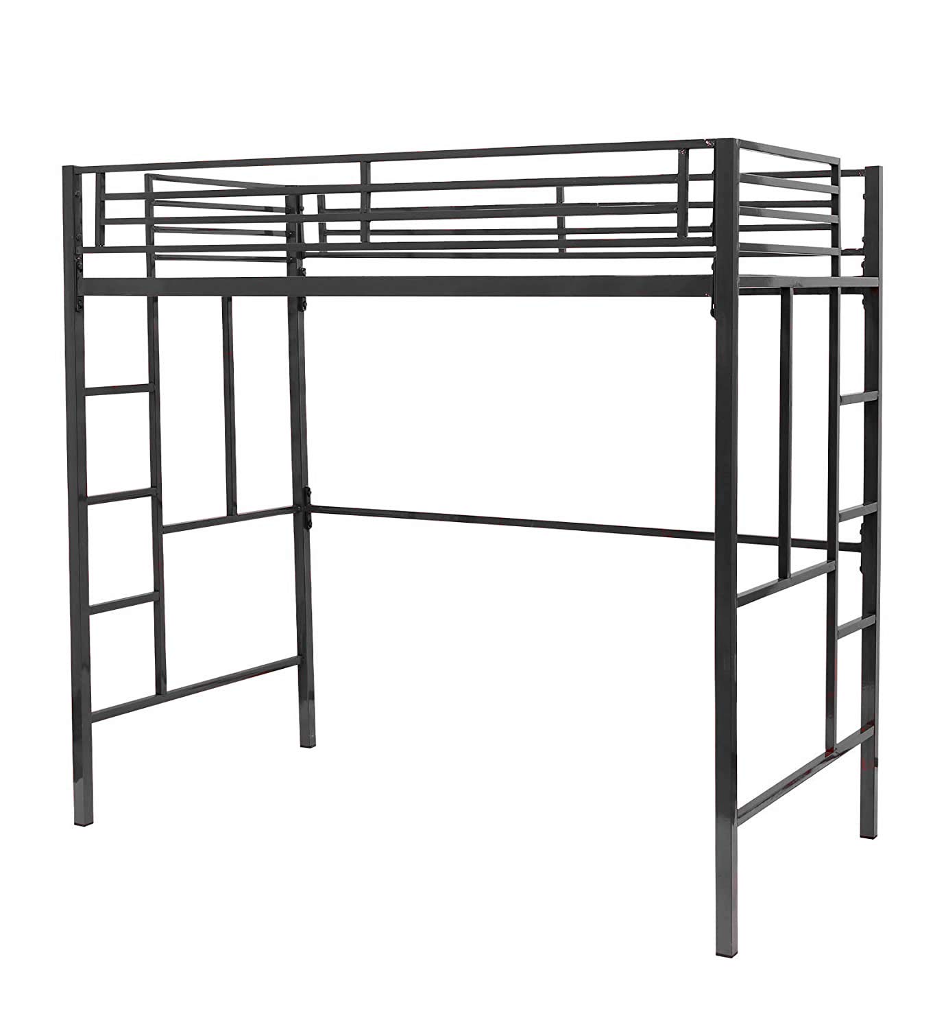 S K MODERN ART Metal Loft Bed Frame Without Mattress (Black, 2.5 X 6 Feet)-image-6