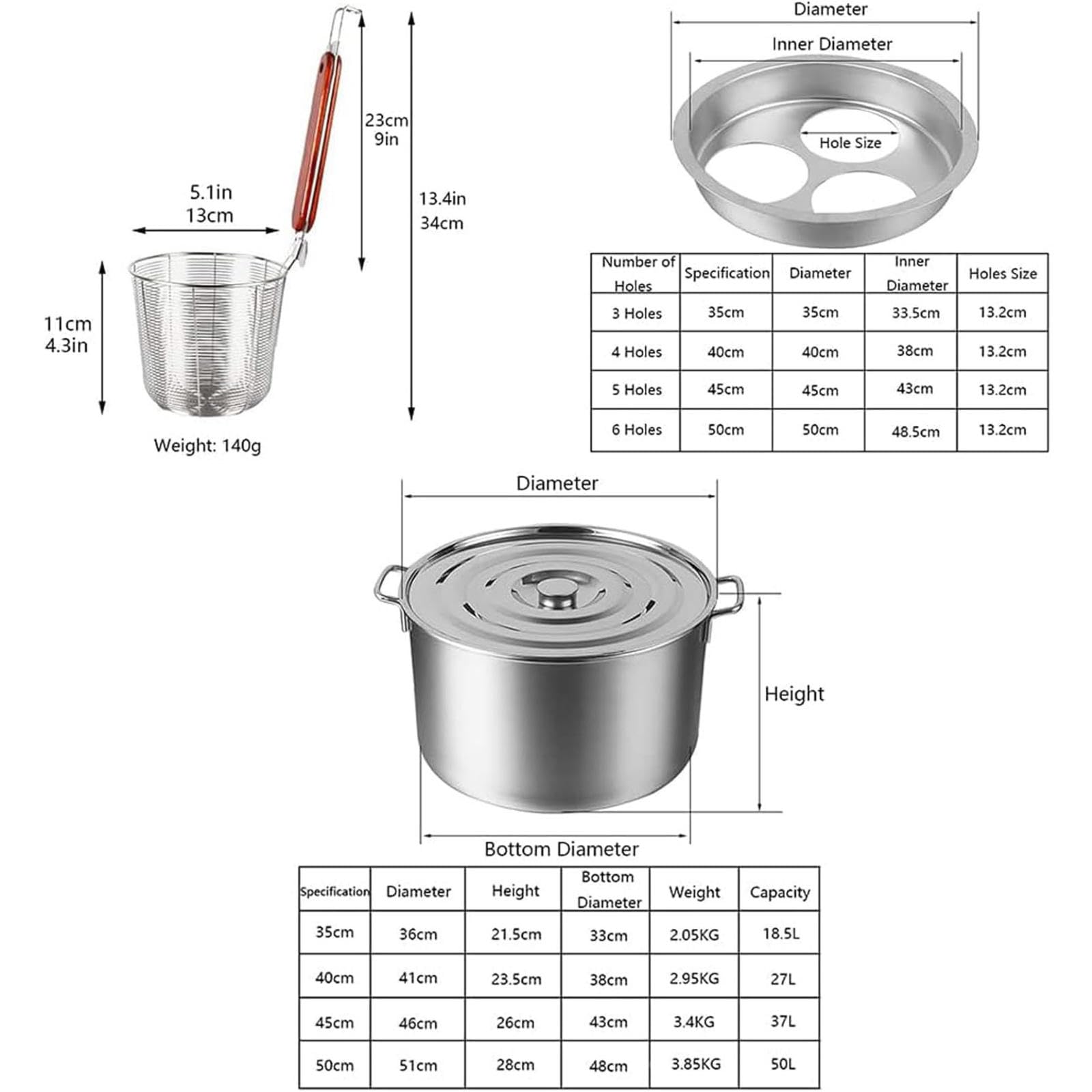 Cuiseur à pâtes en acier inoxydable avec plusieurs paniers filtrants et séparateur pour une cuisson efficace des nouilles dans la maison et les cuisines de restaurant