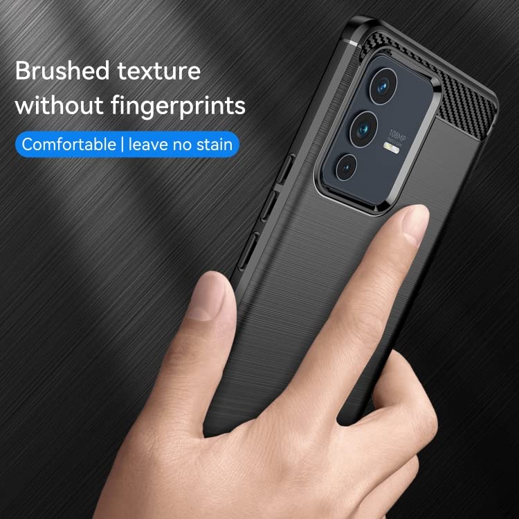 Image of NPRC Hybrid Ultra Slim Protective Case TPU Non-Slip Carbon Fiber Texture Shockproof Case Cover for Vivo V23 pro - Black