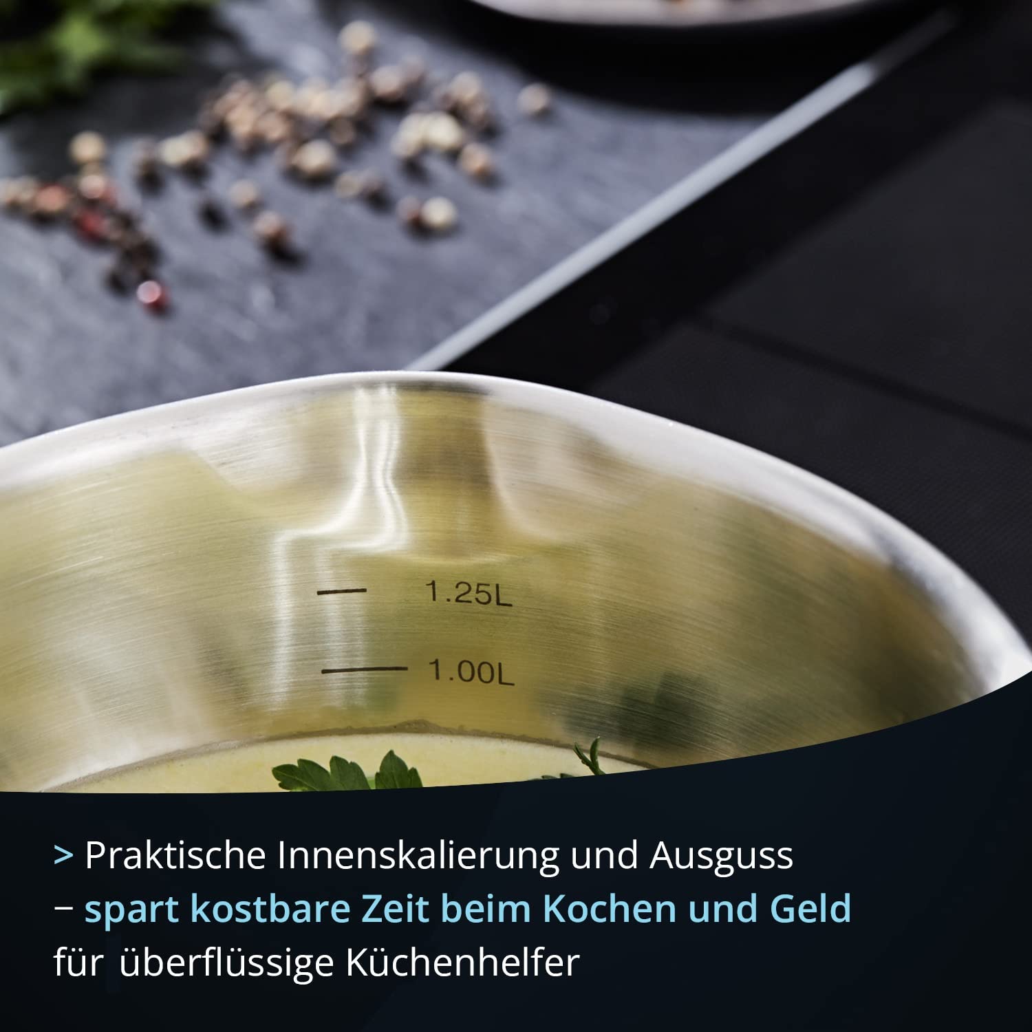 KHG Topf XXL Kochtopf 26 cm, 10 L Induktion, Edelstahl unbeschichtet
