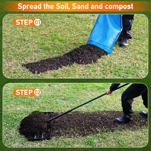 Lawn Leveling Rake, 30"x10" Leveling Rake with 78 Inch Adjustable Handle, Stainless Steel, for Backyard, Garden, Golf Course, Farm ＆ Pasture, Professional Lawn Care Tool - Green — view 5