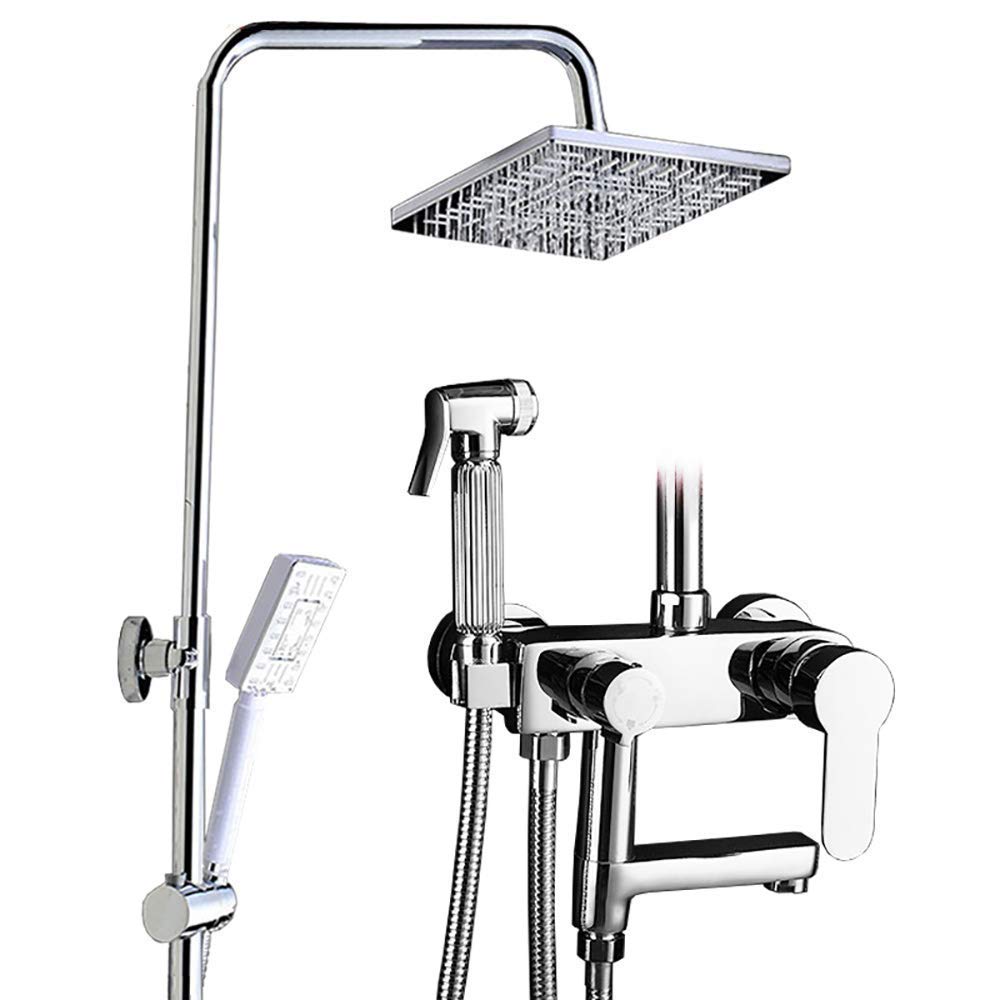 Robinet de douche poli et système de douche à effet pluie haut de gamme pour pose murale