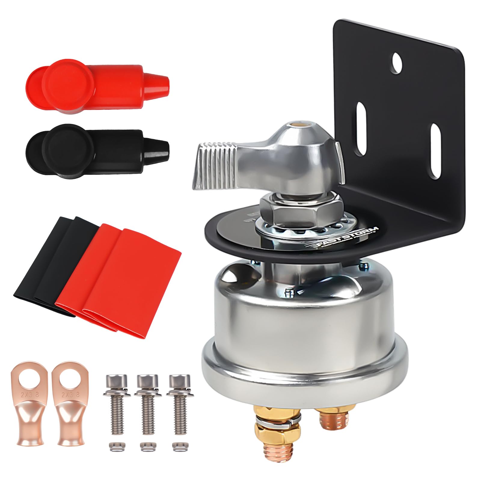 battery disconnect switch 12v heavy duty battery shut off switch 200a battery power cut off isolator kill switch for car boat truck atv rv (battery disconnect switch with mounting bracket)
