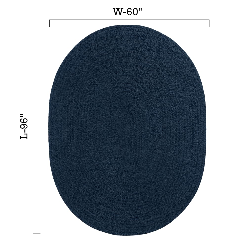 RAJRANG Area rug-Jute (Navy Blue, 60 x 91- Oval), 91 x 152 cm (Oval) - Image 2