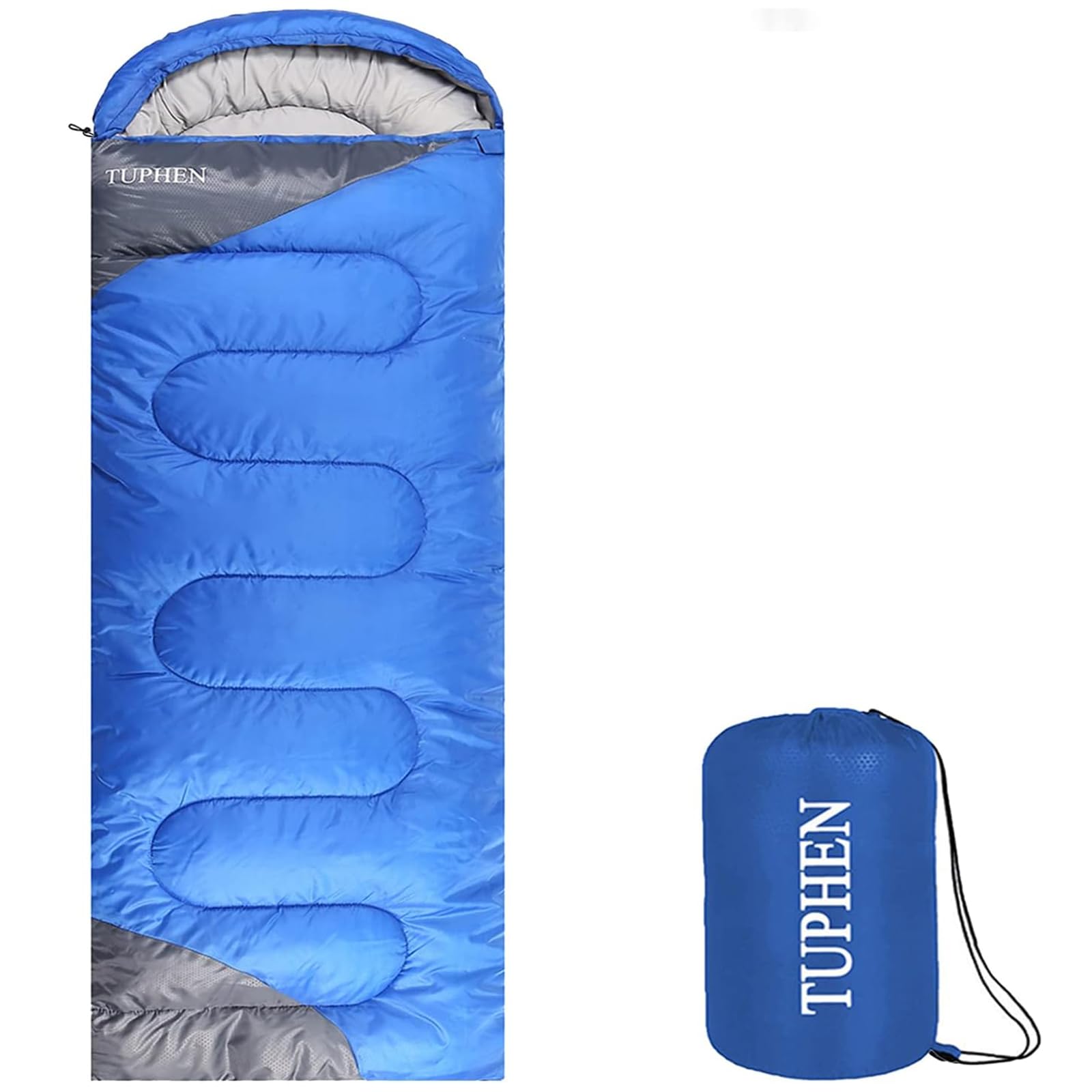 Sleeping Bag - 3-4 Seasons Camping Sleeping Bags for Adults for Hiking, Backpacking, Cold Weather & Warm Lightweight Travel Gear (Blue-grey, Single 86.61''x31.49'')