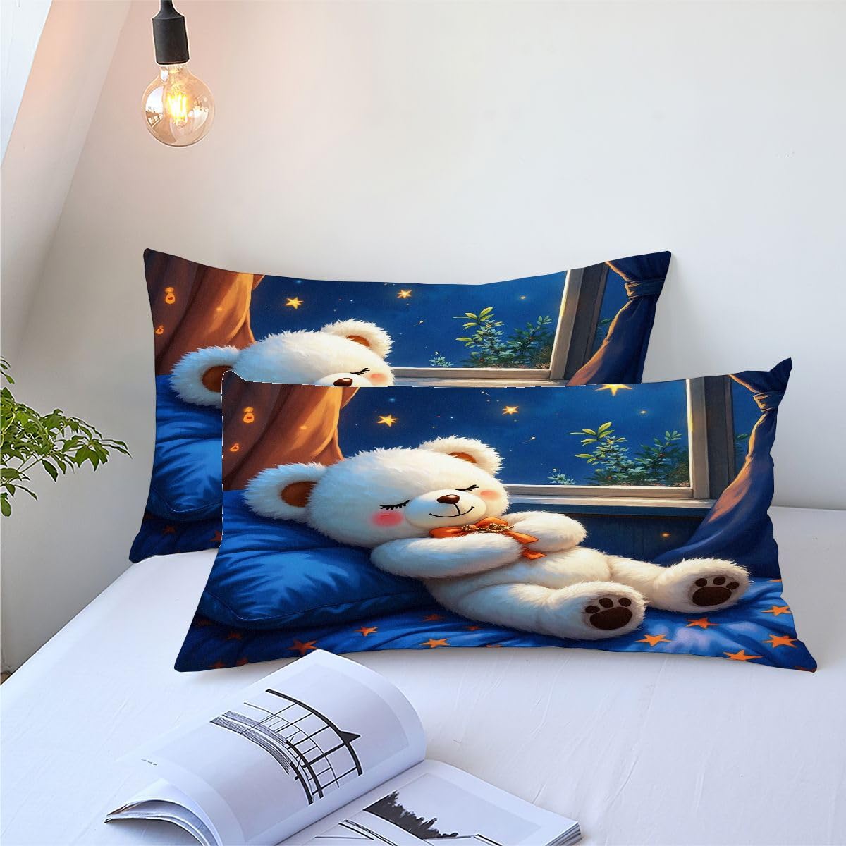 Edredón 200x200 cm Oso de Dibujos Animados, Lavable en Lavadora Juego de Cama Completo 200x200, Colcha de Microfibra con Estampado 3D + 2 Funda de Almohada para Todas Las Estaciones D175