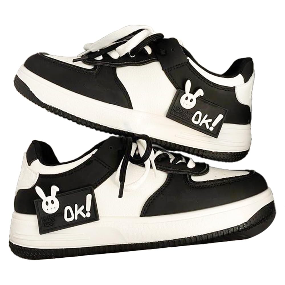 Loizziuy Cute Bunny Skateboard Shoes Inspired Casual Sneakers Retro for Women Girl for Summer Travel & Everyday Wear Gift (US 8.5,Black,8.5)