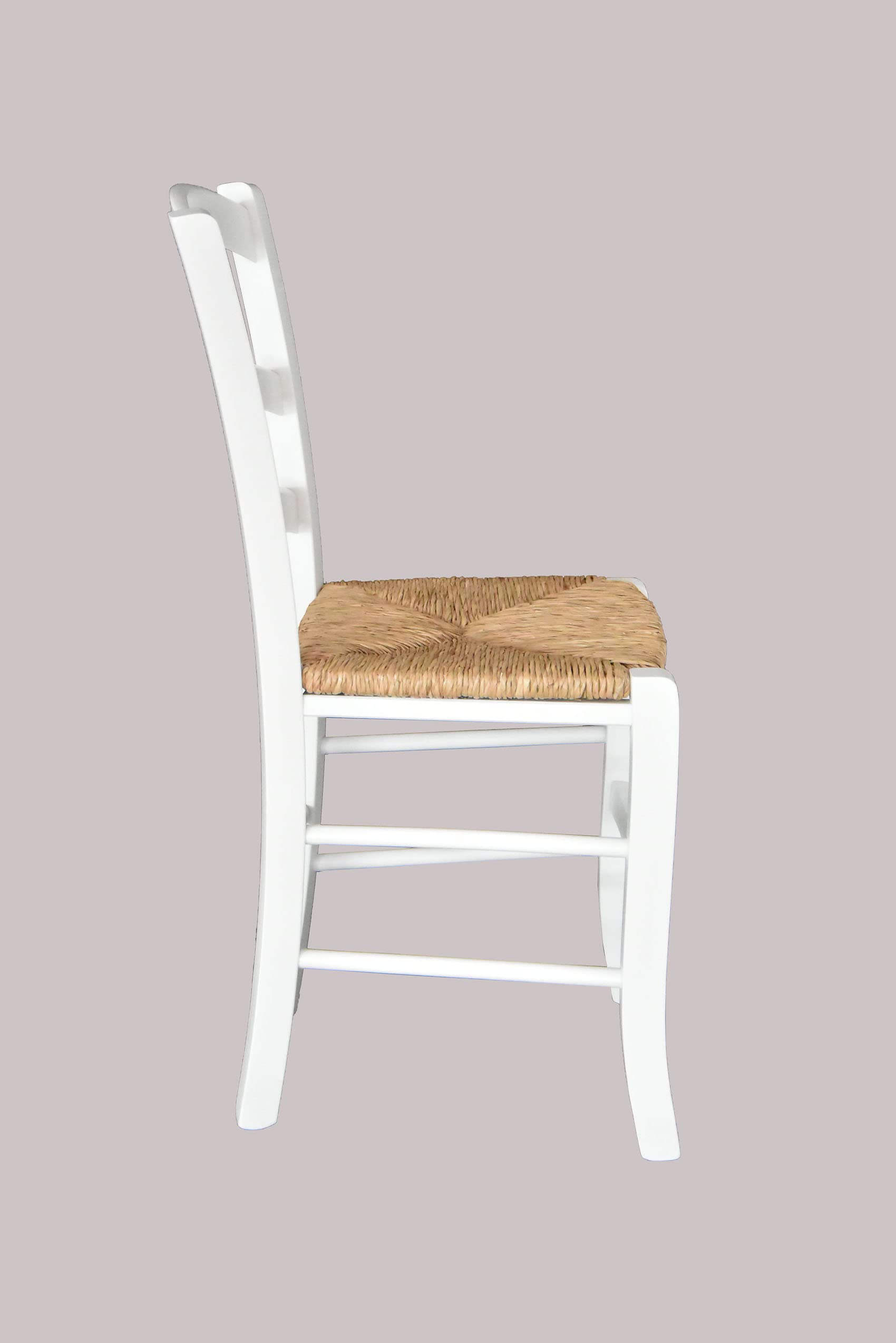 SISA srl, Set di 6 Sedie Sala da Pranzo Legno, Sedie Cucina Legno, Arredo Casa, Modello Paesana, Colore Laccato Bianco, Seduta Paglia, 45x37x87, Sedie Bianche, Made In Italy