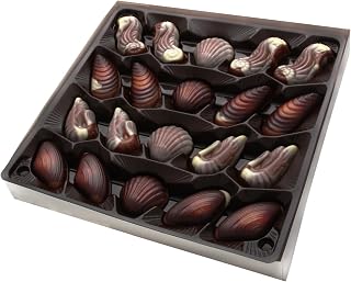Belgium Chocolates 20 Piece Artisanal Chocolate Seashell Truffles, Hazelnut Filling. 8.82oz