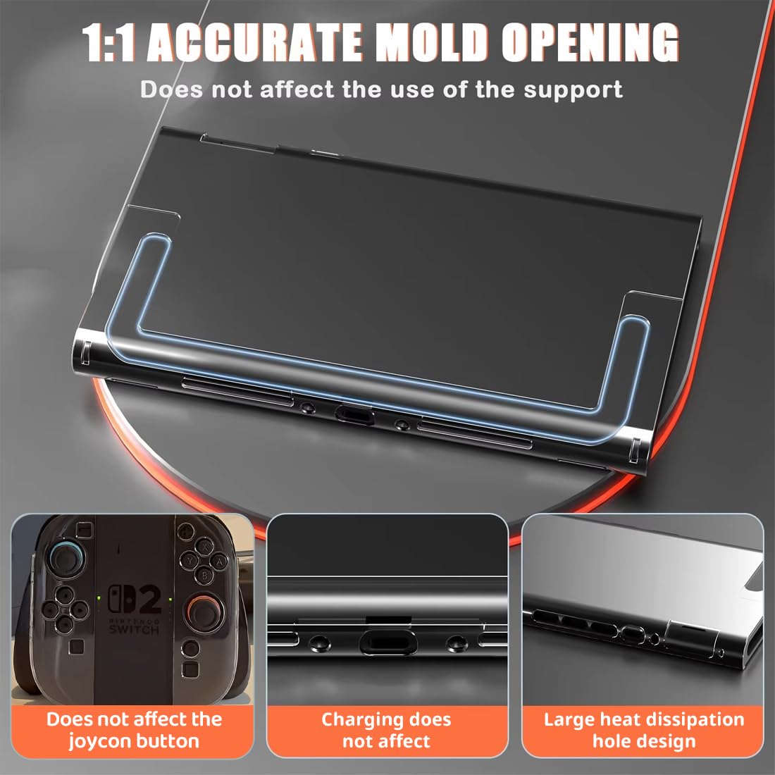 GXGM 1 Pcs para Funda Nintendo Switch 2 Transparente de TPU,Utilizado para Juegos Switch 2 Funda,Funda Protectora Rígida para PC,Carcasa Dividida
