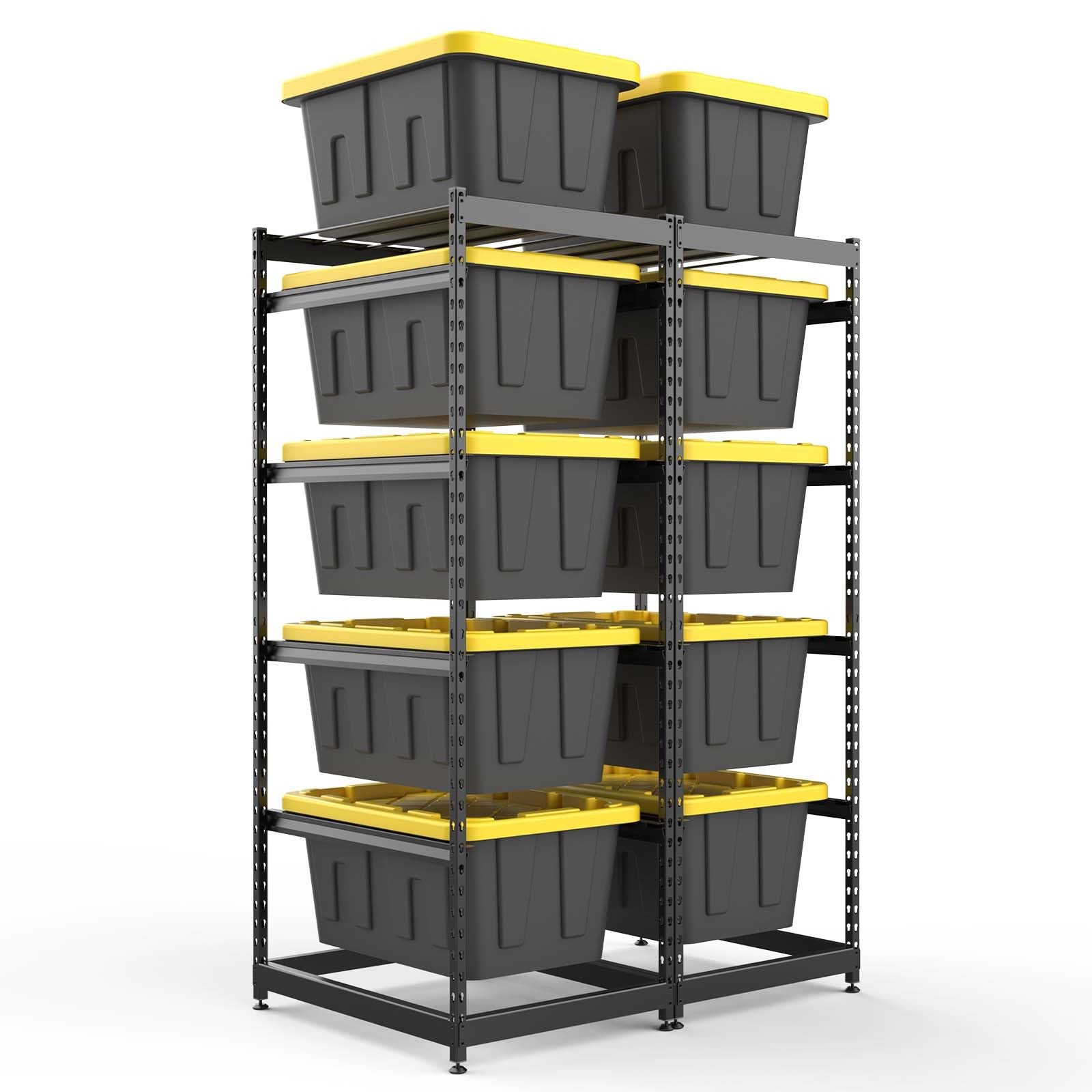 Photo 1 of 27 Gallon Tote Storage Rack, Heavy-Duty Storage Bin Rack Organizer, 5-Tier Standing Storage Bin Shelves, 250 lb Capacity, Maximize Space for Garage, Warehouse, Utility, 2-Pack (Totes Not Included)
